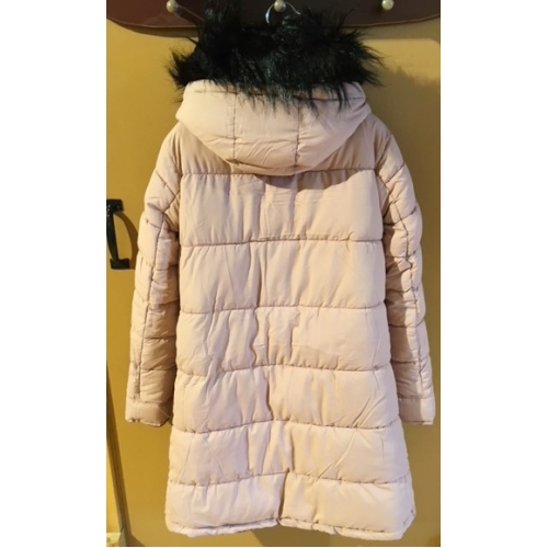 24 1229795 Reversible Coat w Faux Fur Hood Trim Dark Sky Pink Combo by Dex