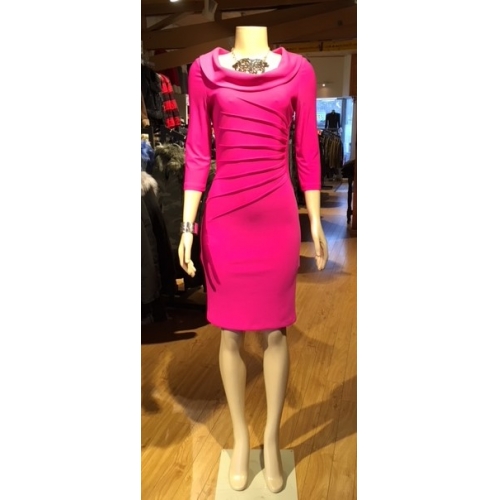 181324 Ladies 3 4 Slv Dress Neon Pink by Joseph Ribkoff